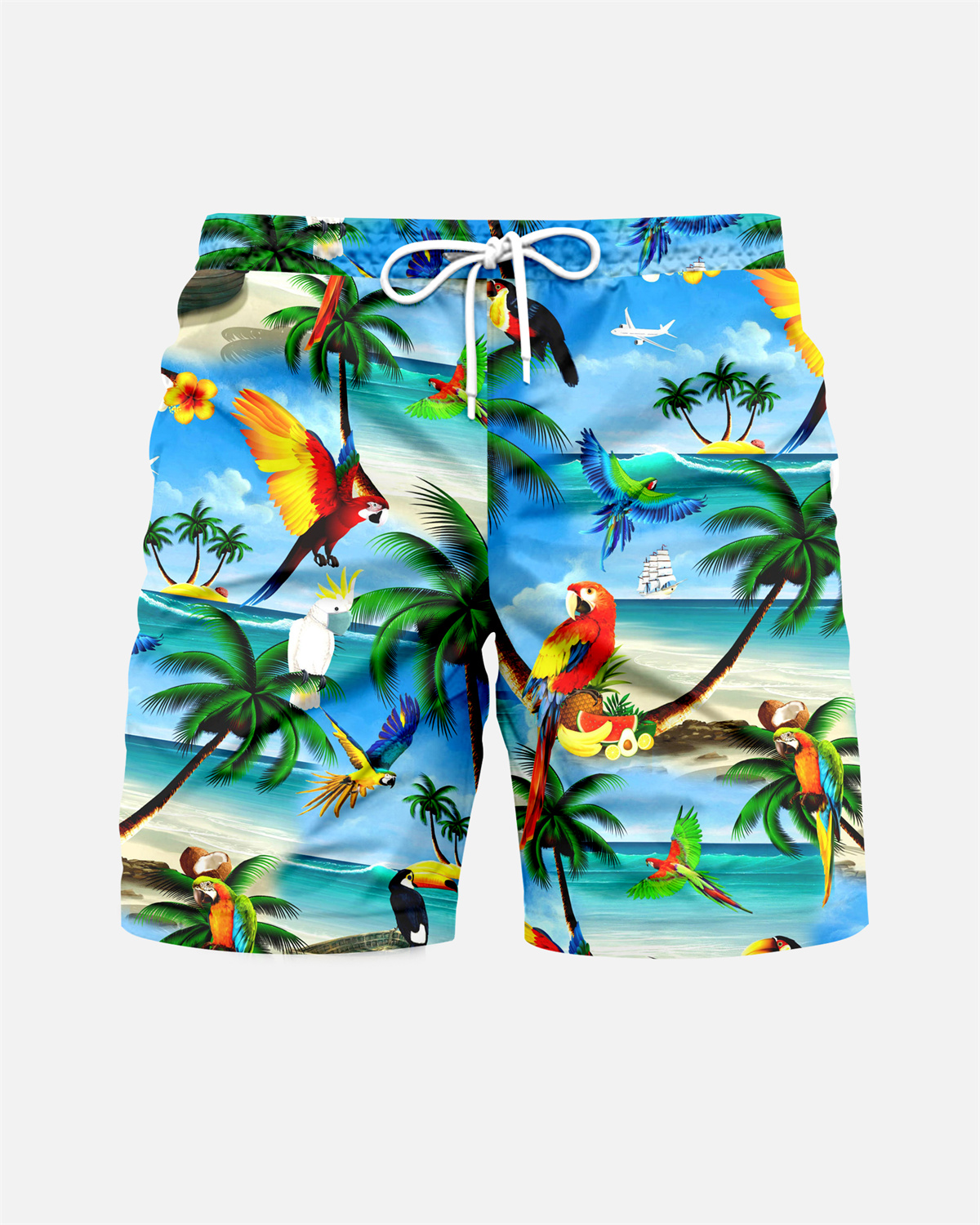 Suitmens Men's Tiki Party Hawaiian Vacation Print Three-Piece Set 030