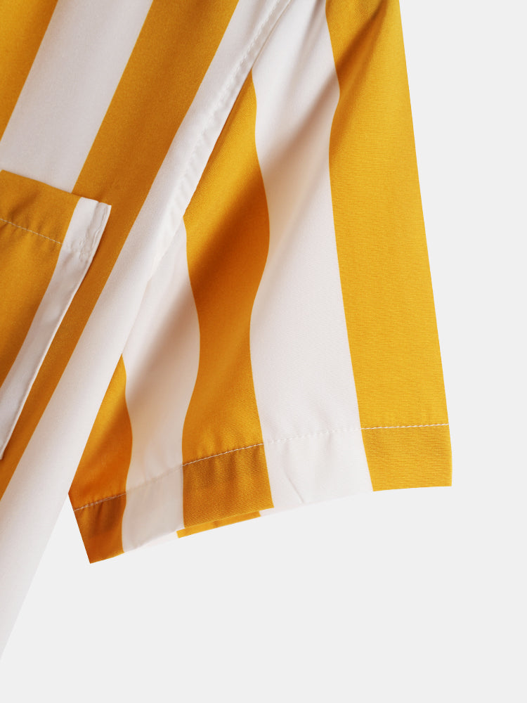 Stripes Casual Short Sleeve Shirts