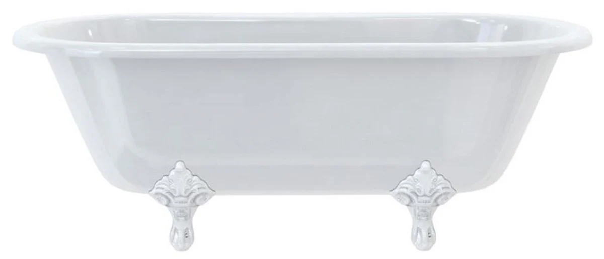 Casa Padrino bañera Art Nouveau de lujo blanco / blanco 169 x 74,5 x A. 62 cm - Bañera acrílica retro independiente - Mueble de baño retro