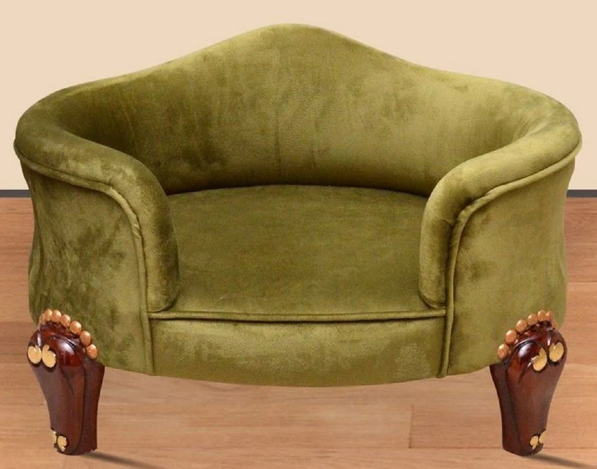 Casa Padrino cama para perros barroco verde real / marrón / oro - Muebles barrocos para perros - Muebles barrocos para mascotas - Magníficos muebles de animales en estilo barroco