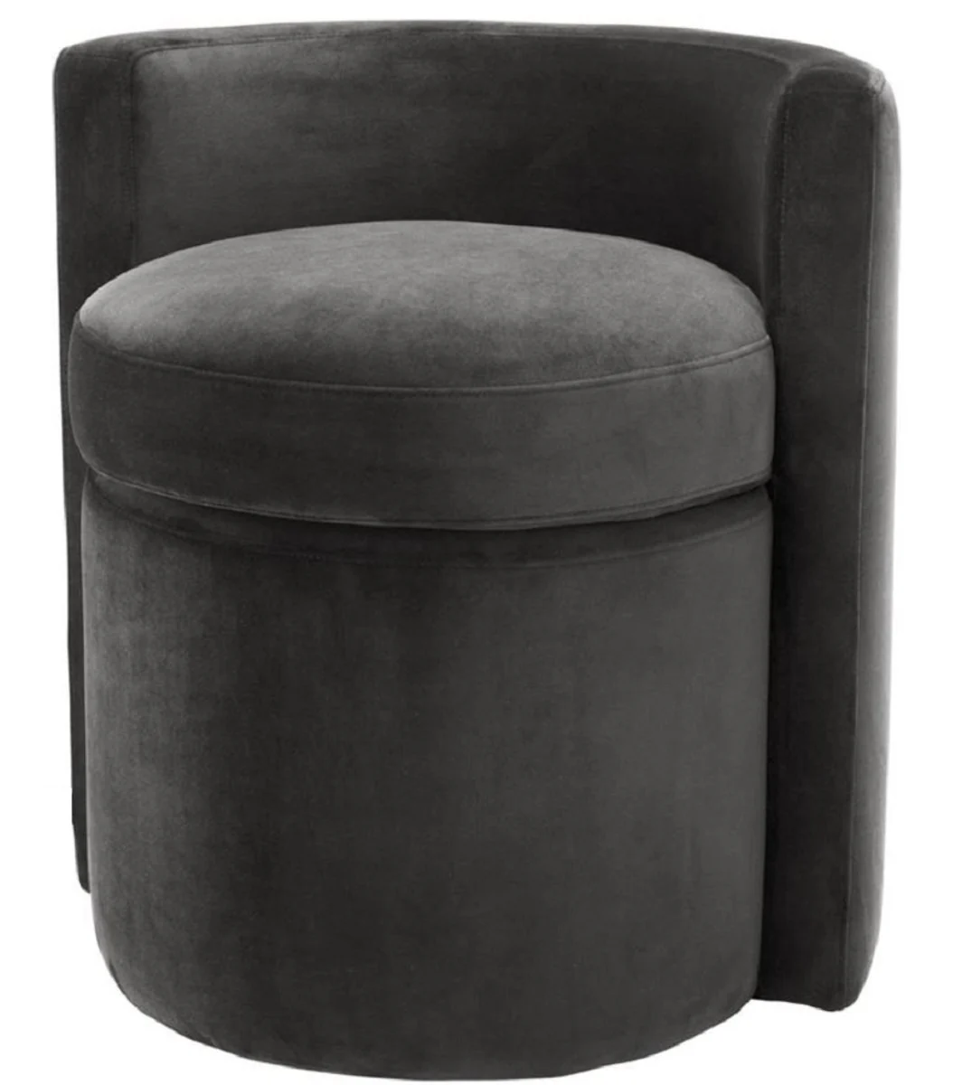 Casa Padrino Sillón de Diseño Gris Oscuro 61 x 57 x H. 64 cm - Sillón Redondo de Terciopelo - Muebles de Lujo
