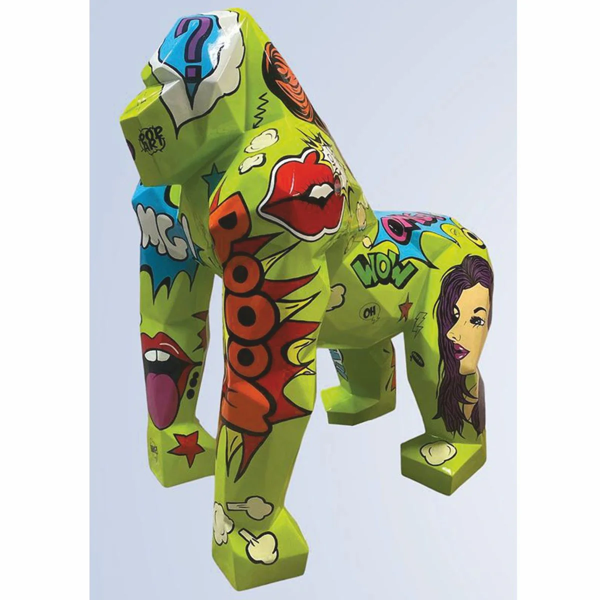 Casa Padrino escultura decorativa XXL mono gorila verde / colorido 111 x 77 x A. 131 cm