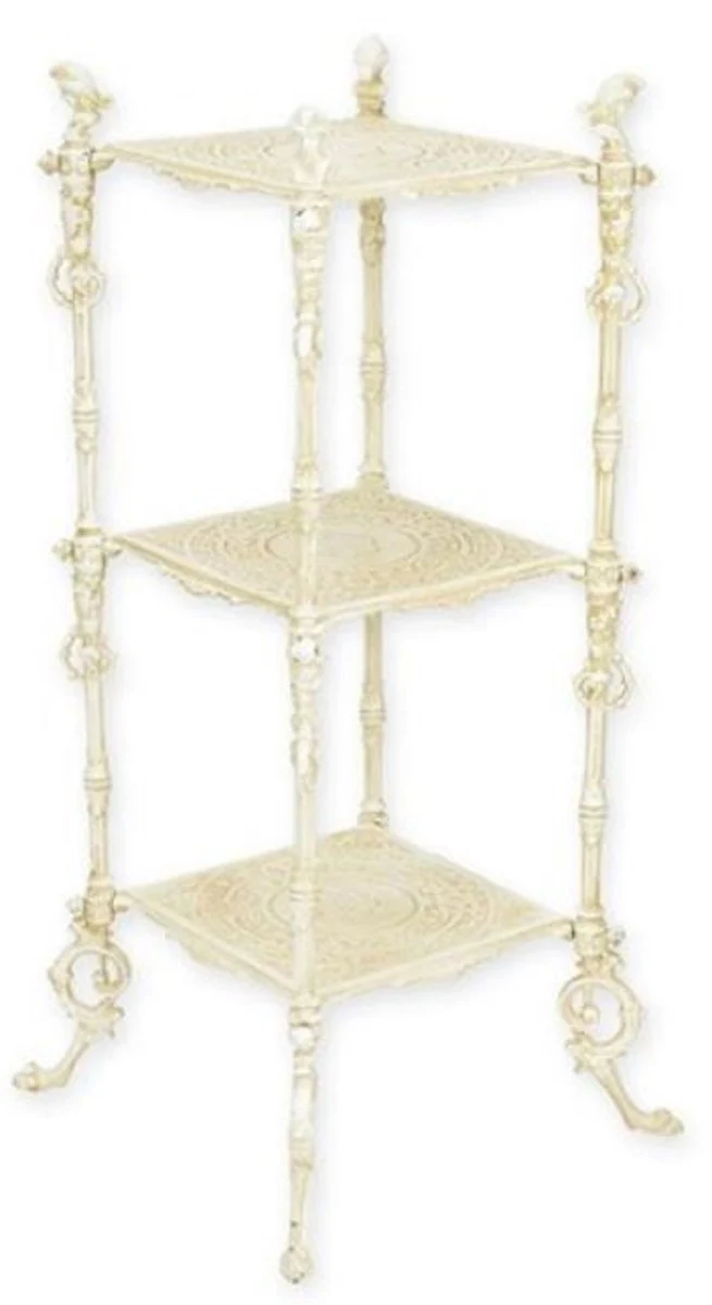 Casa Padrino Soporte de Flores Art Nouveau Blanco 37,5 x 37,5 x A. 79,5 cm - Soporte de Plantas de Hierro Fundido - Accesorios de Decoraci¨®n de Jard¨ªn Barroco y Art Nouveau