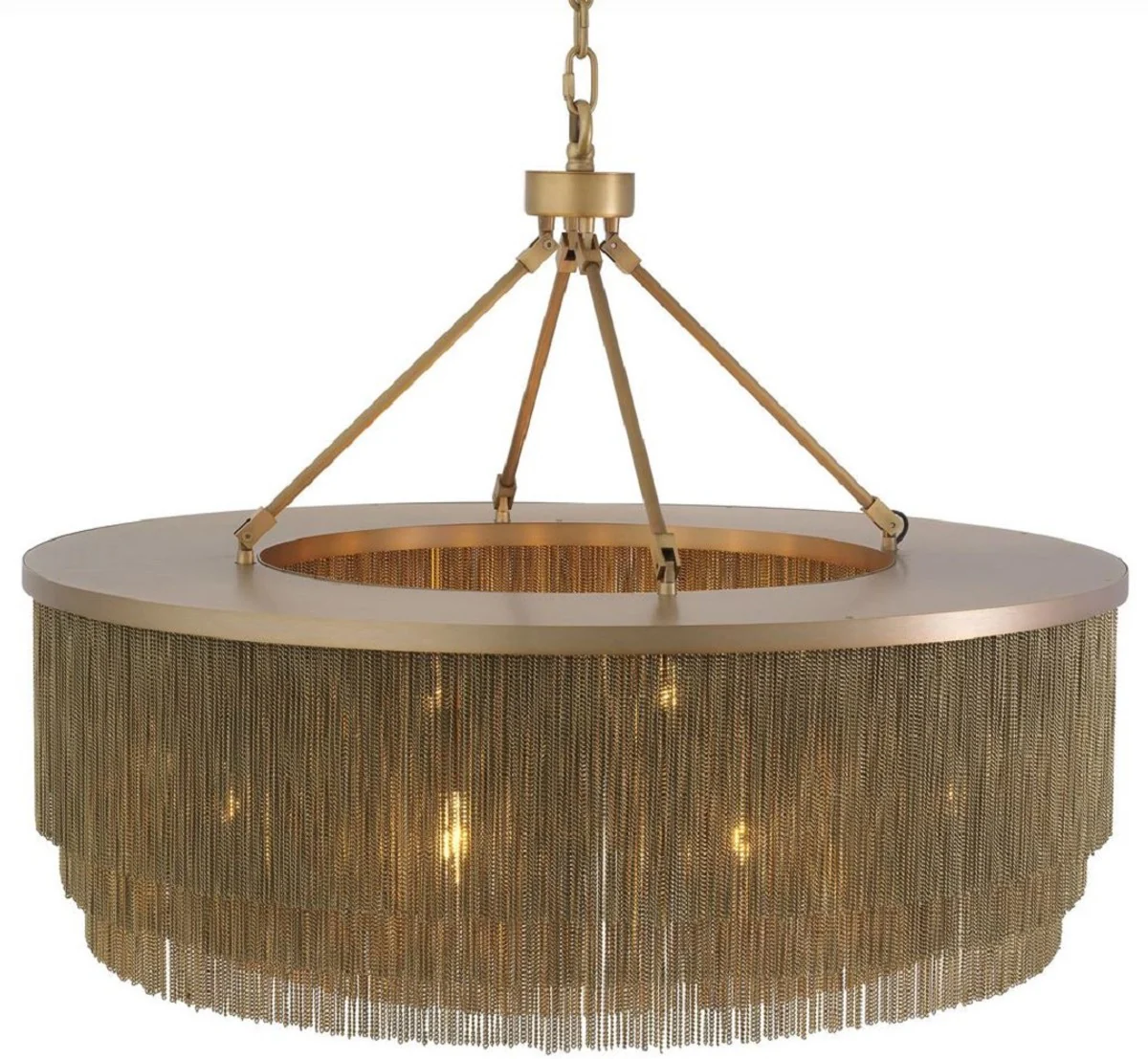 Casa Padrino araña de luces de acero de lujo latón antiguo Ø 90 x A. 61 cm - Araña de Luces Redonda para Hoteles y Restaurantes - Calidad de Lujo