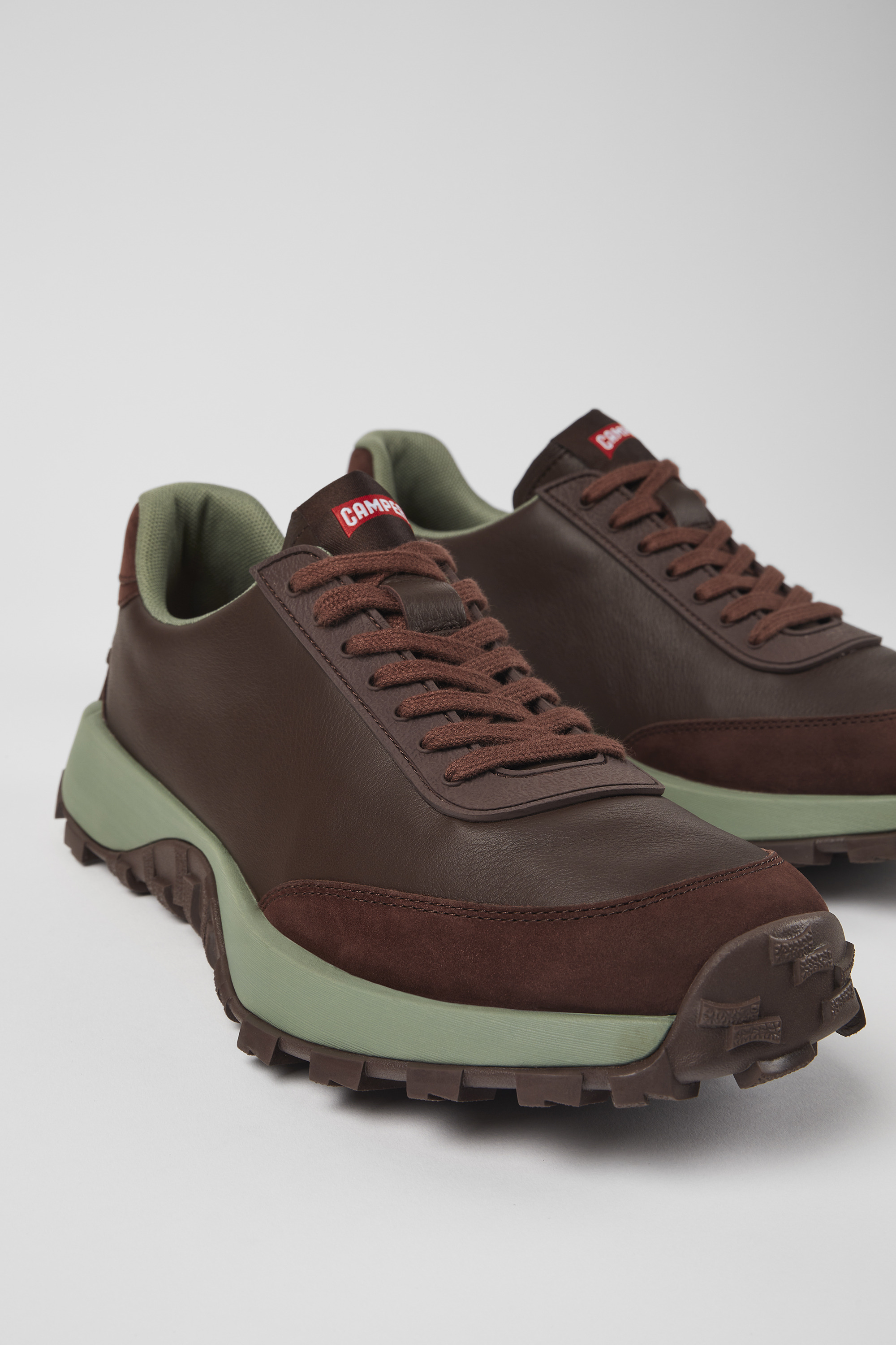Drift Trail VIBRAM - Burgundy leather and nubuck sneakers for men