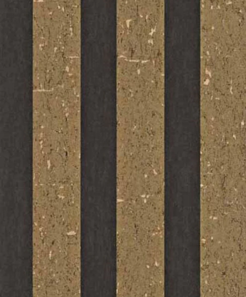 Casa Padrino papel pintado no tejido barroco con rayas oro / antracita 10,05 x 0,53 m - Accesorios Decorativos