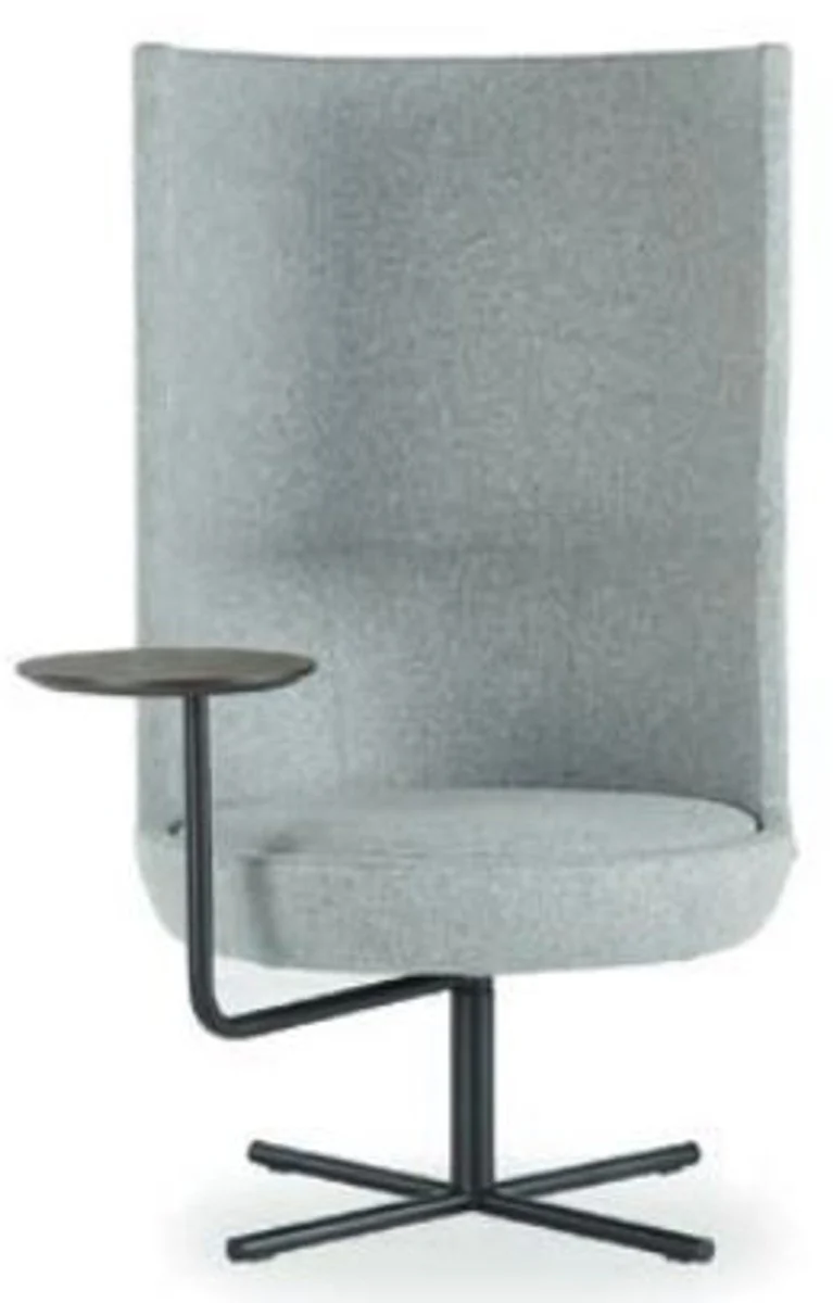 Casa Padrino sill¨®n giratorio de lujo gris / negro ? 70 x A. 126 cm - Sill¨®n de respaldo alto con estante ajustable - Sill¨®n de Hotel - Muebles de Hotel