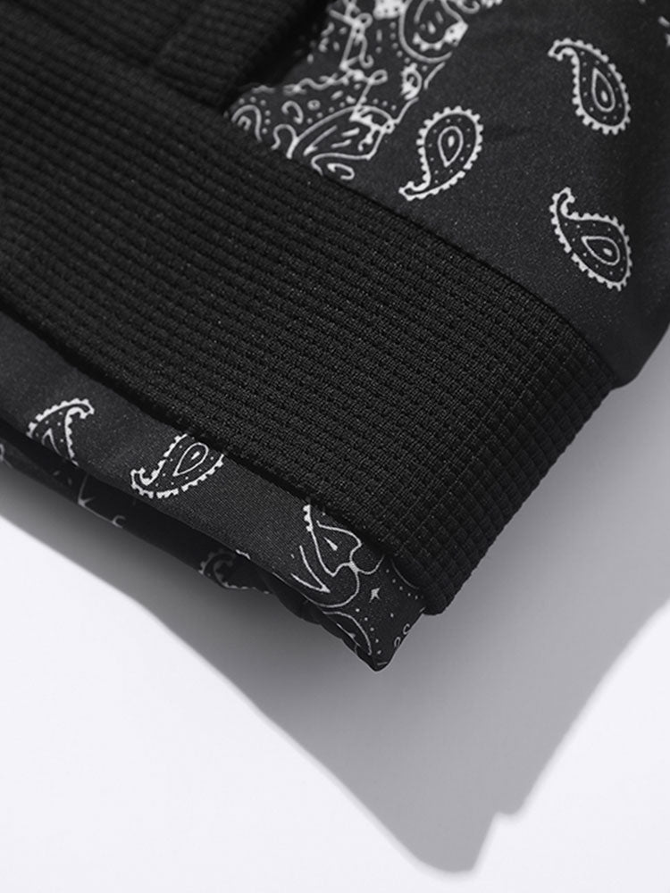 Paisley Print Panel Waffle Sweatshirt & Waffle Jogger Pants