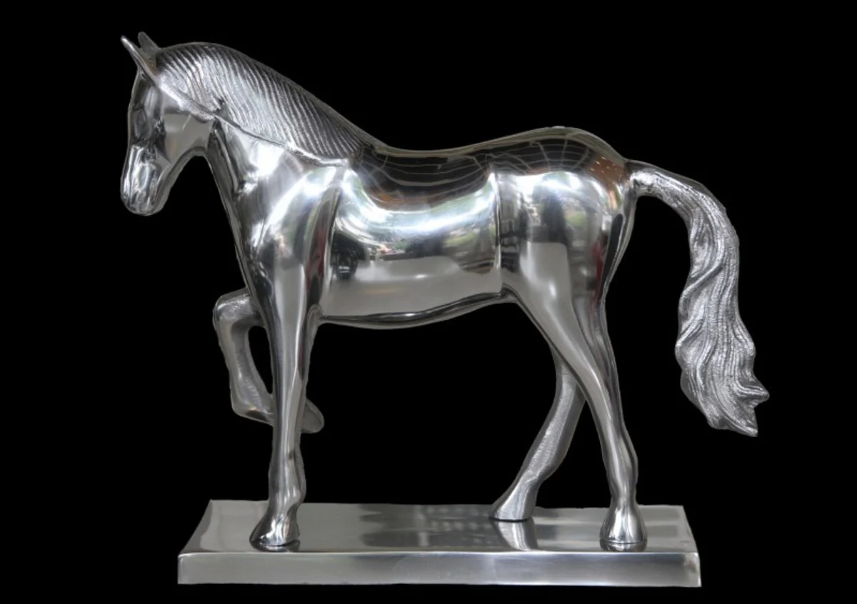 Casa Padrino luxury horse figure on base, silver, W 35 cm, H 30.5 cm - Massive Sculpture - Fine & sumptuously