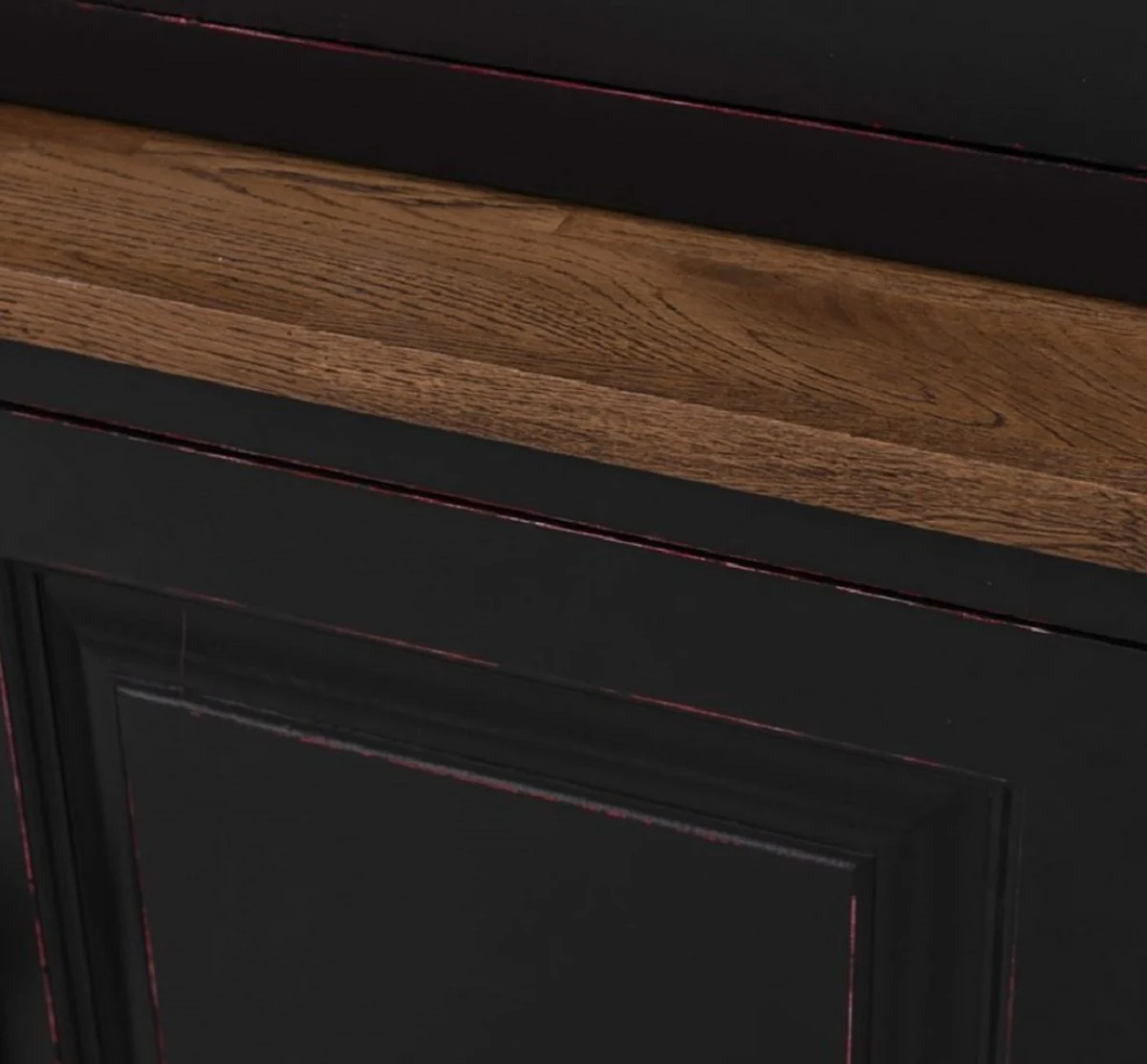 Casa Padrino armario de estilo campestre negro / rojo / marr¨®n 120 x 50 x A. 228 cm - Vitrina de madera maciza - Mueble de estilo campestre de madera maciza