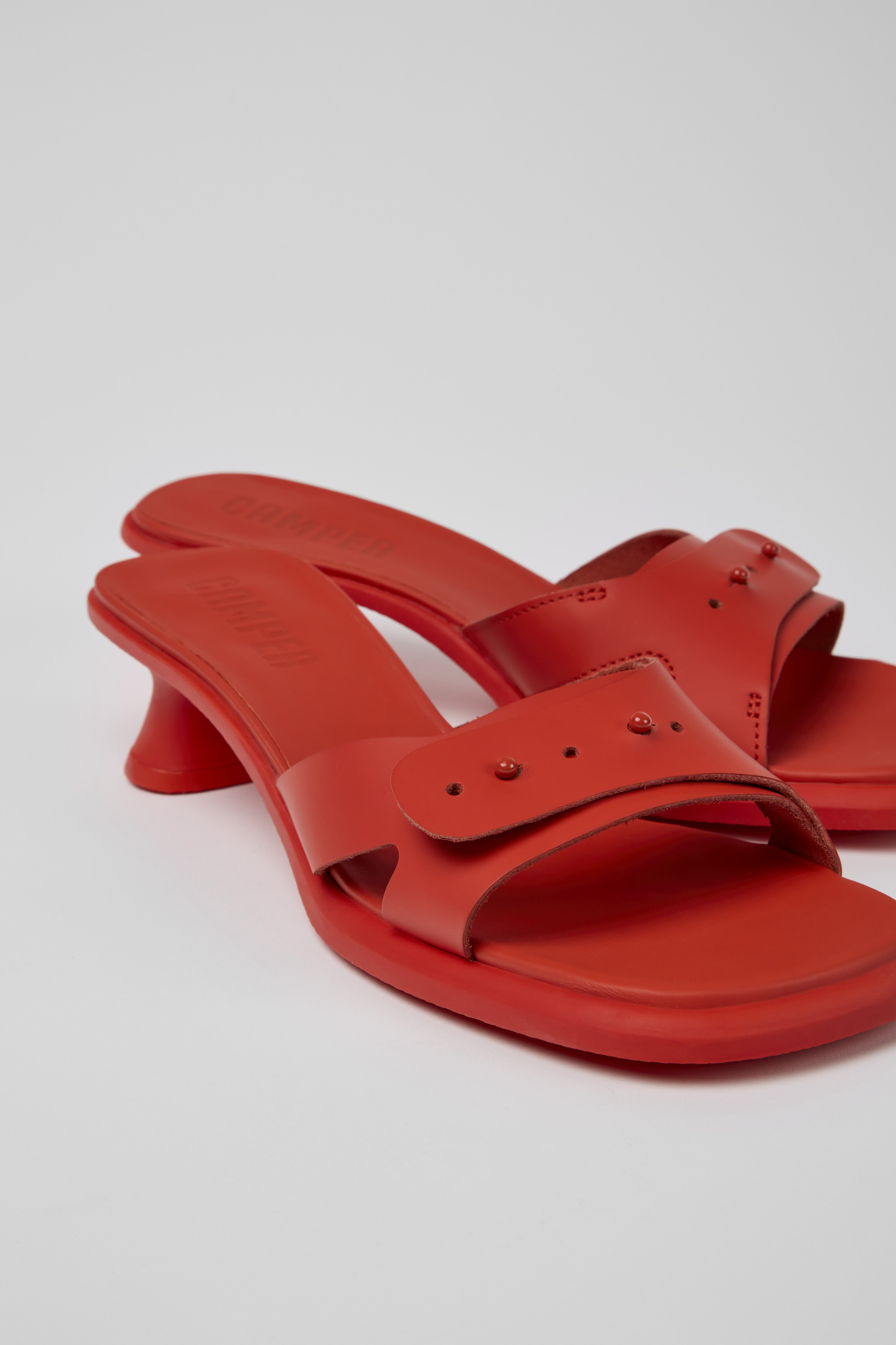 Dina - Red leather sandals for women