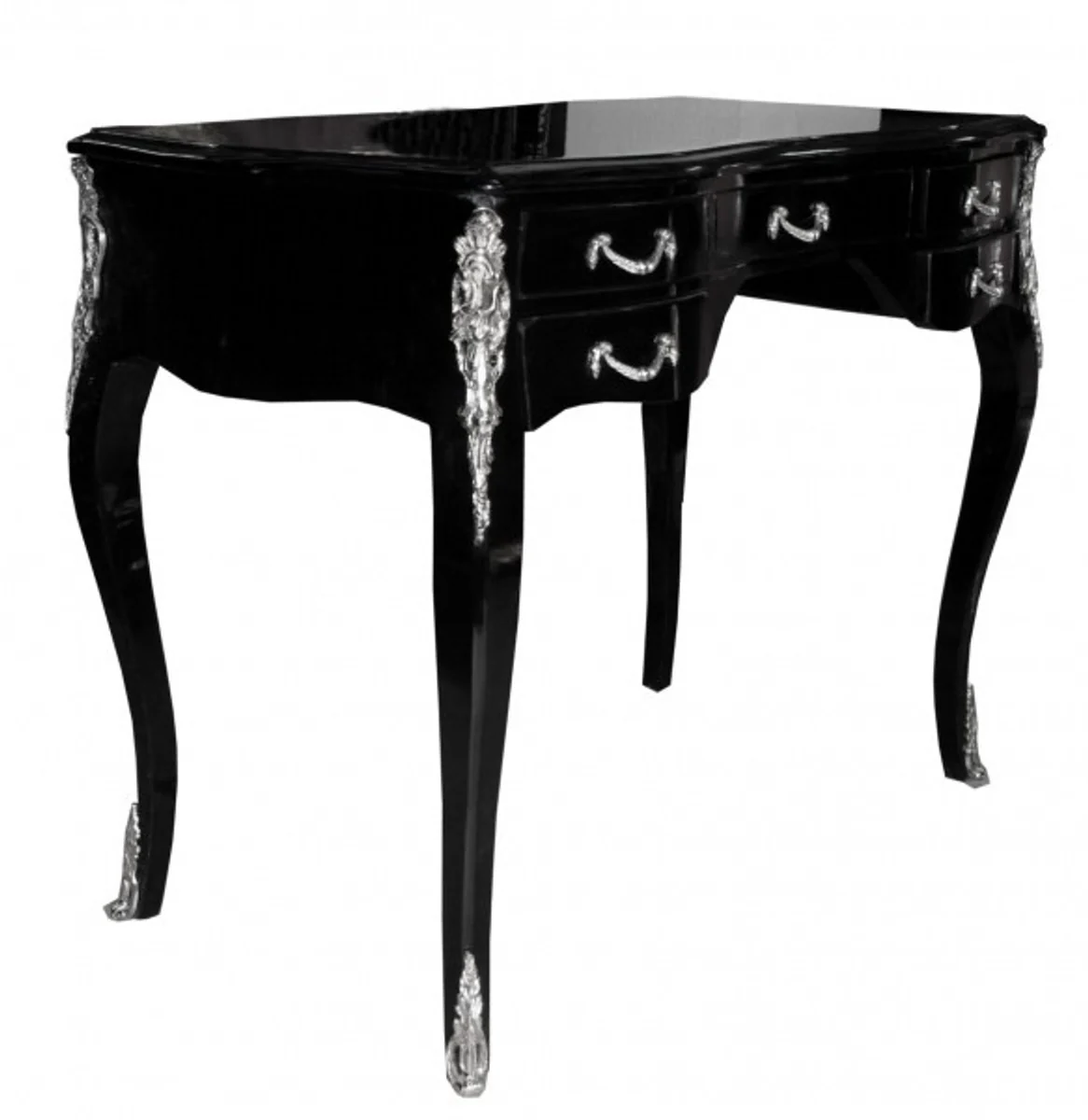 Casa Padrino luxury baroque desk glossy black / silver 100 x 80 x 58 cm secretary luxury furniture
