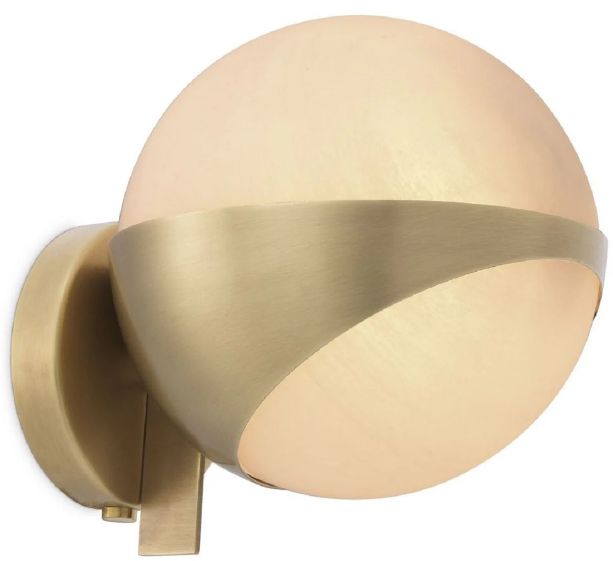 Casa Padrino lámpara de pared de lujo latón antiguo / blanco 14 x 18 x A. 19 cm - Elegante lámpara de pared de metal con pantalla de vidrio redonda