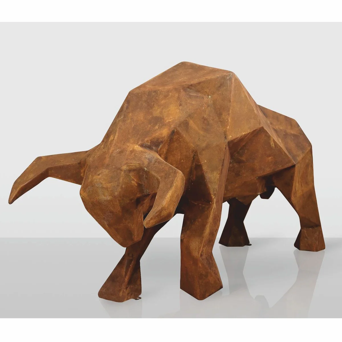 Casa Padrino escultura decorativa XXL toro ¨®xido 220 cm - Figura de jard¨ªn abstracta de tama?o natural