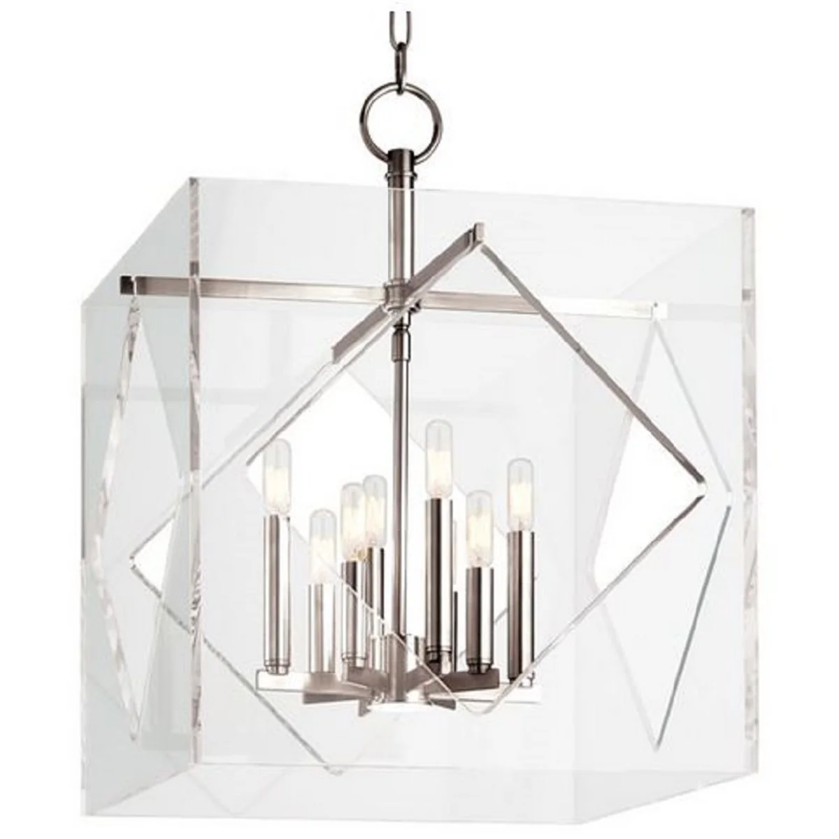 Casa Padrino lámpara colgante de lujo plata 50,8 x 50,8 x H. 67,3 cm - Lámpara Colgante en Forma de Cubo