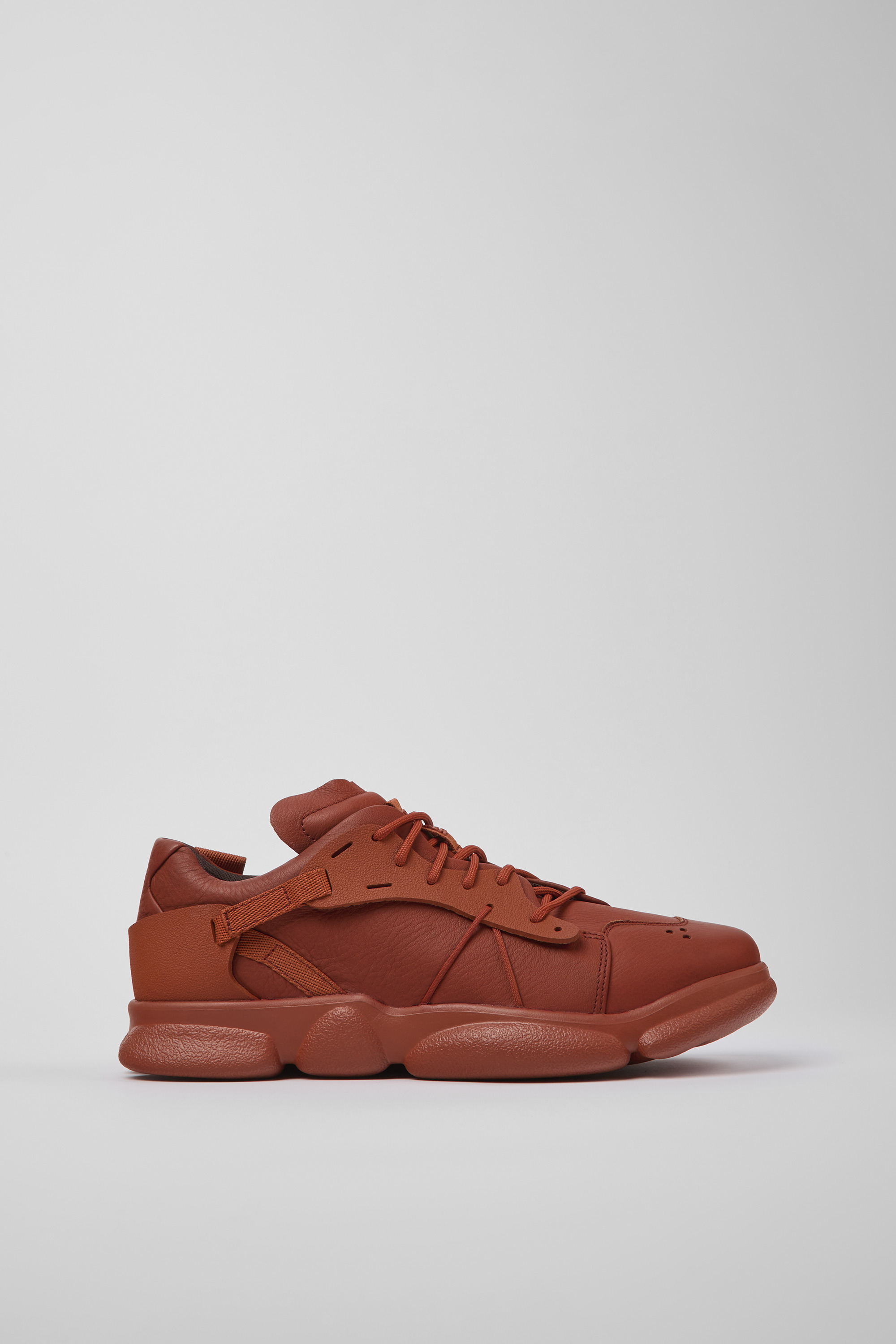 Karst - Red leather and textile sneakers for men