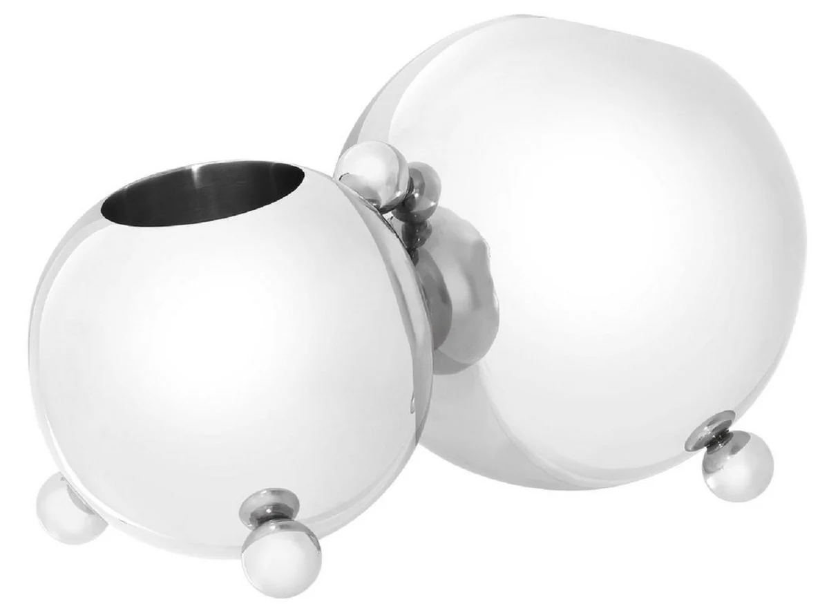 Casa Padrino titular de la botella de acero inoxidable de dise?o plata 45 x 25,5 x H. 25,5 cm - Portabotellas para 2 Botellas - Accesorios de Lujo