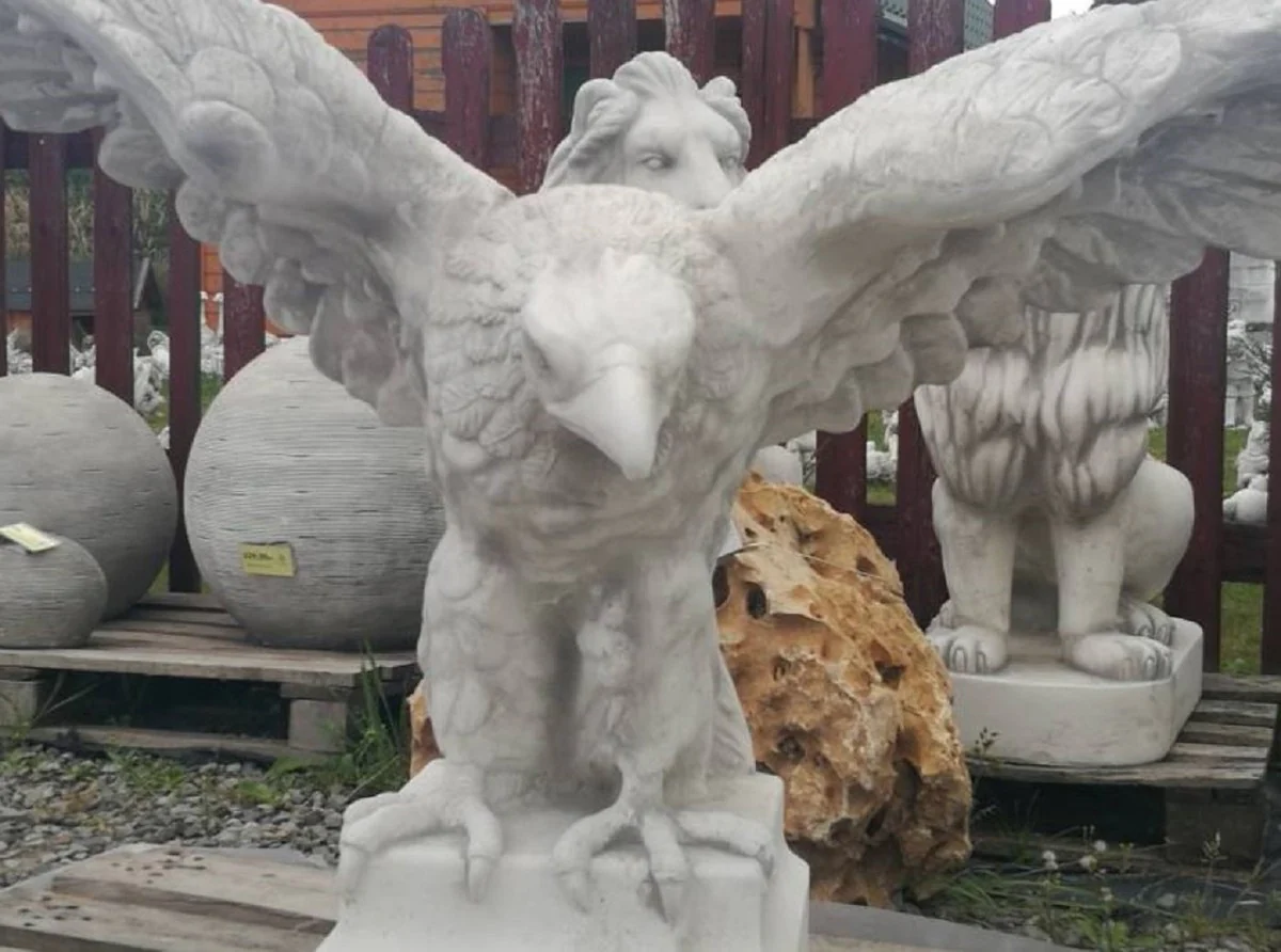 Casa Padrino escultura de decoraci¨®n de jard¨ªn ¨¢guila gris 180 x 70 x A. 92 cm - Figura de piedra de decoraci¨®n de jard¨ªn grande - Esculturas de piedra de jard¨ªn - Accesorios decoraci¨®n de jard¨ªn