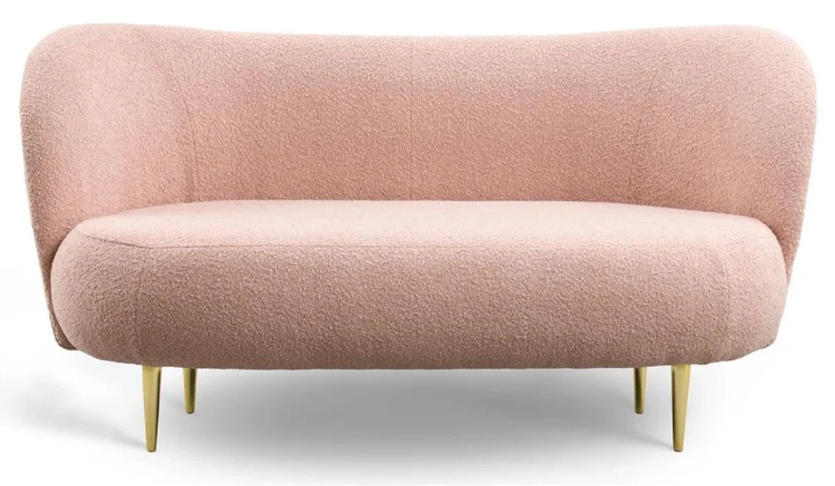 Casa Padrino sof¨¢ de lujo de 3 plazas rosa / oro 180 x 72 x A. 80 cm - Sof¨¢ de sal¨®n con respaldo curvo - Muebles de sal¨®n - Muebles de lujo - Interiores de sal¨®n - Interiores de lujo