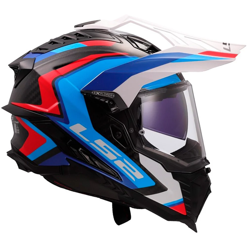 CASCO LS2 MX701 CARBON EXPLORER FRONTIER II BLANCO / AZUL