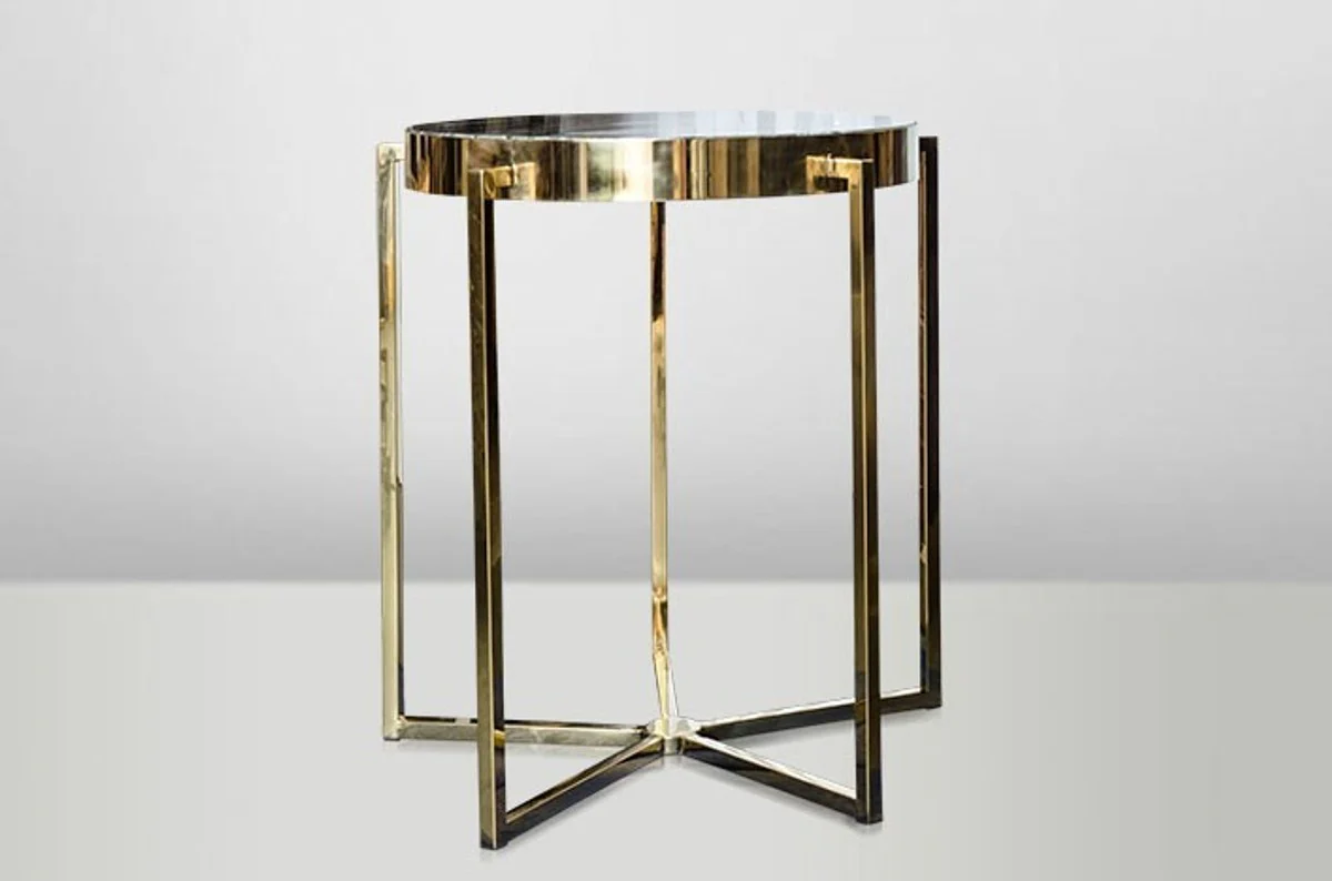 Casa Padrino Art Deco Side Table Gold metal / marble 65 x 65 cm Art Nouveau table - Furniture flower stand
