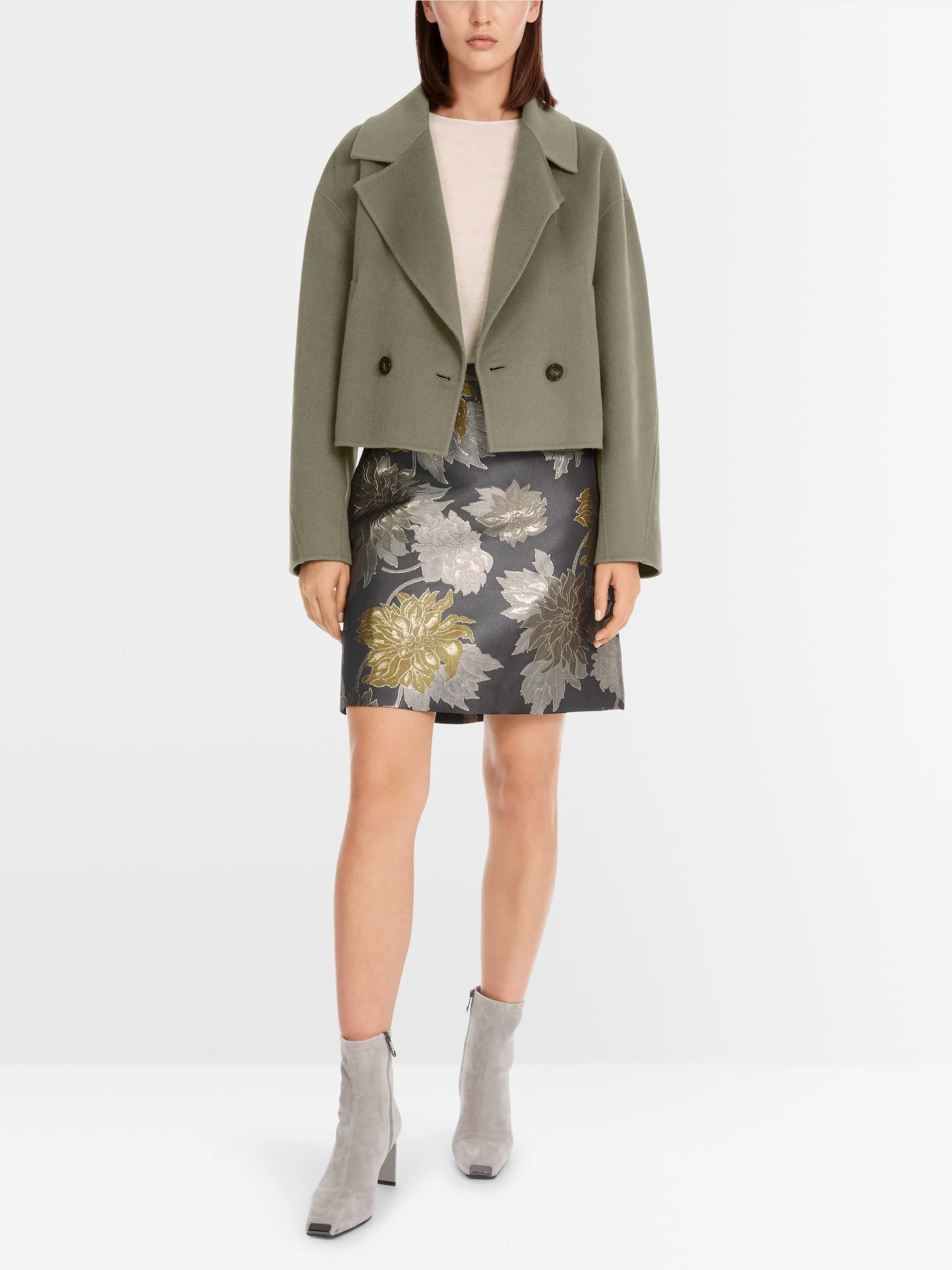 Marc-Cain Floral mini skirt in shiny jacquard