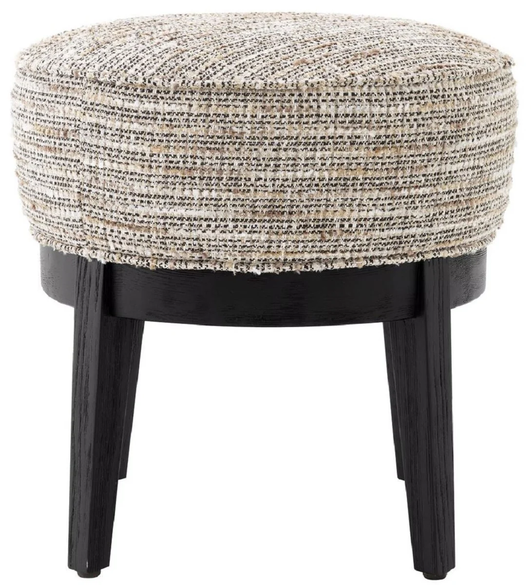 Casa Padrino taburete de lujo beige / negro ? 45,5 x A. 47 cm - Taburete de sal¨®n redondo - Taburete redondo moderno - Muebles de Lujo