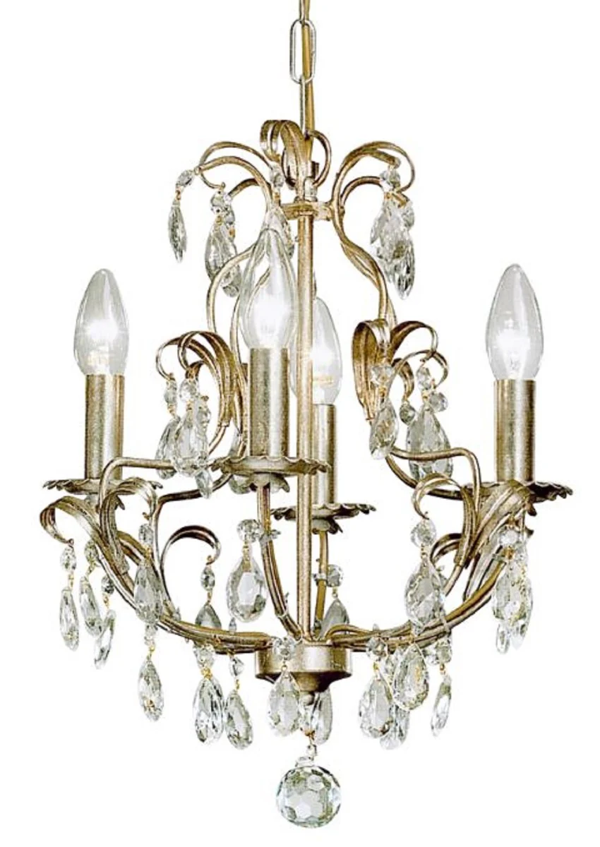 Casa Padrino araña de luces barroco de lujo plata Ø 35 x A. 45 cm - Lámpara de Araña de Salón Barroco y Art Nouveau