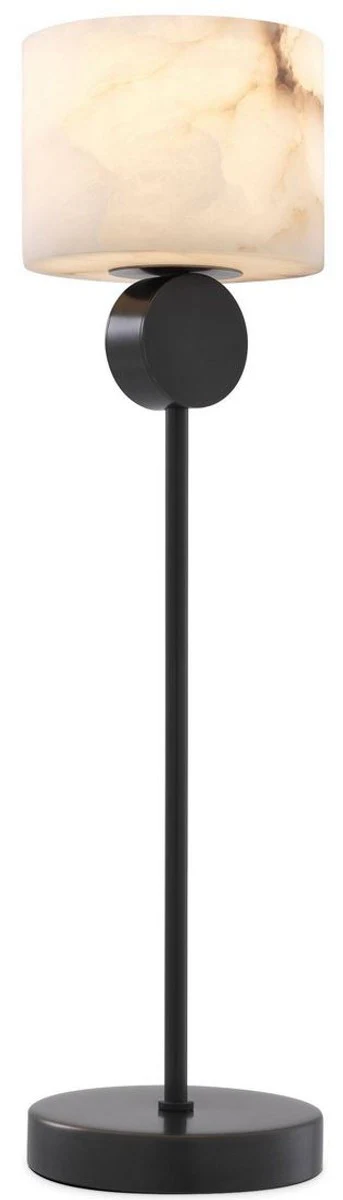 Casa Padrino lámpara de mesa de lujo bronce / alabastro Ø 20 x A. 76 cm - Lámpara de mesa moderna con pantalla redonda de alabastro - Luces de Lujo