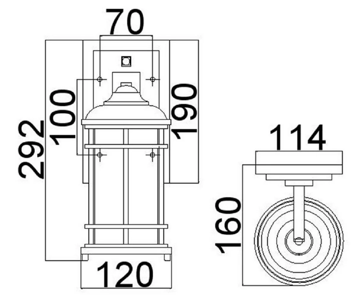 Casa Padrino l¨¢mpara de pared de exterior de lujo negro A. 29,2 cm - Iluminaci¨®n exterior de lujo