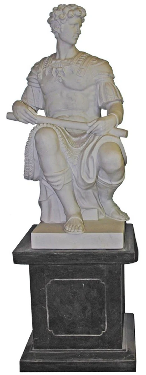 Casa Padrino escultura de m¨¢rmol estilo antiguo romano sobre columna lado izquierdo gris / negro A. 200 cm