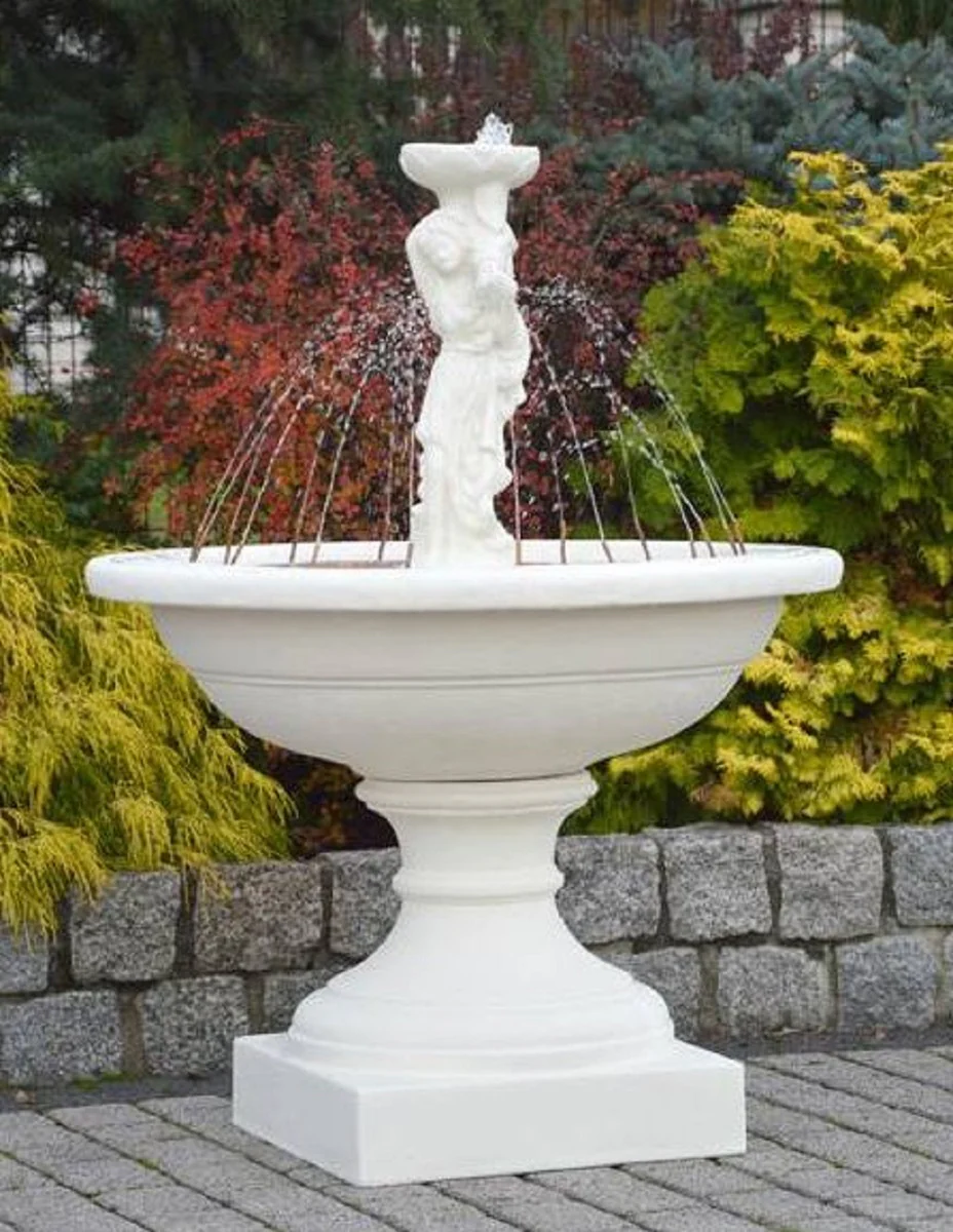 Casa Padrino fuente Art Nouveau dama blanco Ø 102 x A. 136 cm - Magnífica Fuente de Jardín - Fuente de Decoración de Jardín - Accesorios de Decoración de Jardín Barroco y Art Nouveau