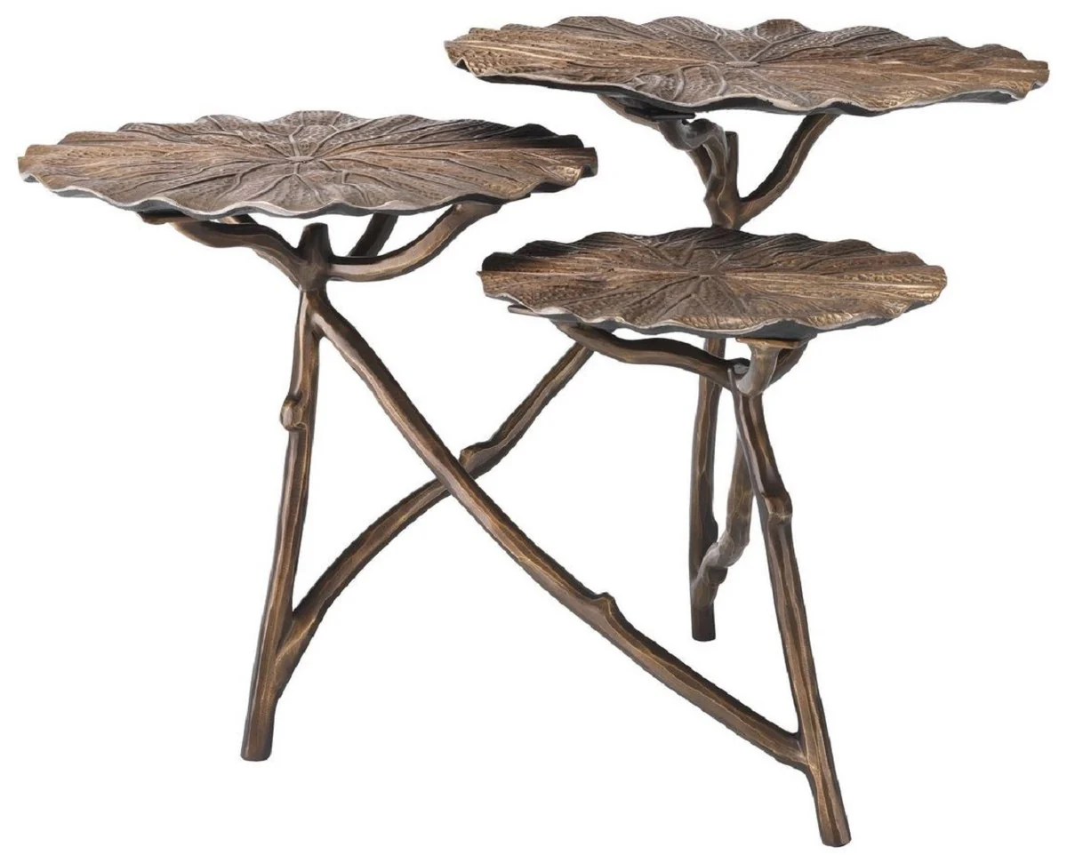 Casa Padrino mesa auxiliar de dise?o lat¨®n antiguo 76 x 62 x A. 47 cm - Mesa de aluminio con 3 tableros de mesa - Muebles de sal¨®n de lujo