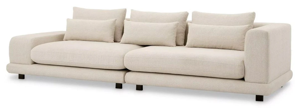 Casa Padrino sof¨¢ de lujo beige / negro 285 x 106 x A. 66 cm - Sof¨¢ de sal¨®n con cojines - Muebles de sal¨®n - Muebles de lujo - Interior de sal¨®n - Interior de lujo