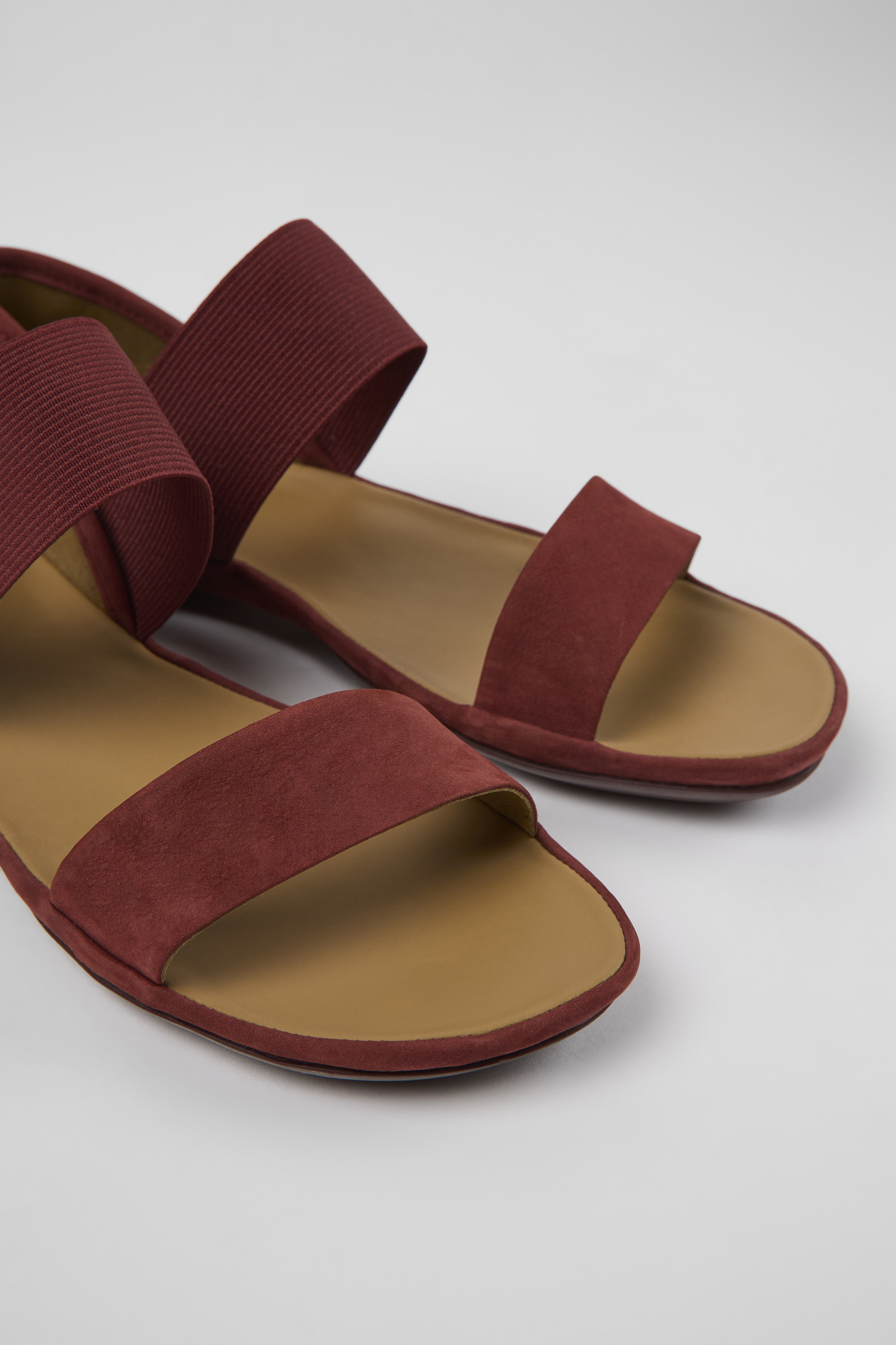 Right - Burgundy nubuck sandals for women