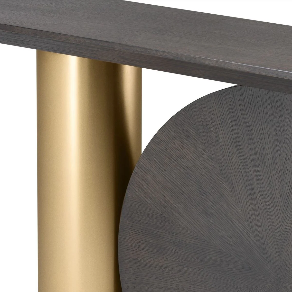 Casa Padrino consola de dise?o moca / lat¨®n 150 x 36 x A. 86 cm - Mesa consola de chapa de roble con pata de acero - Muebles de Dise?o - Calidad de Lujo