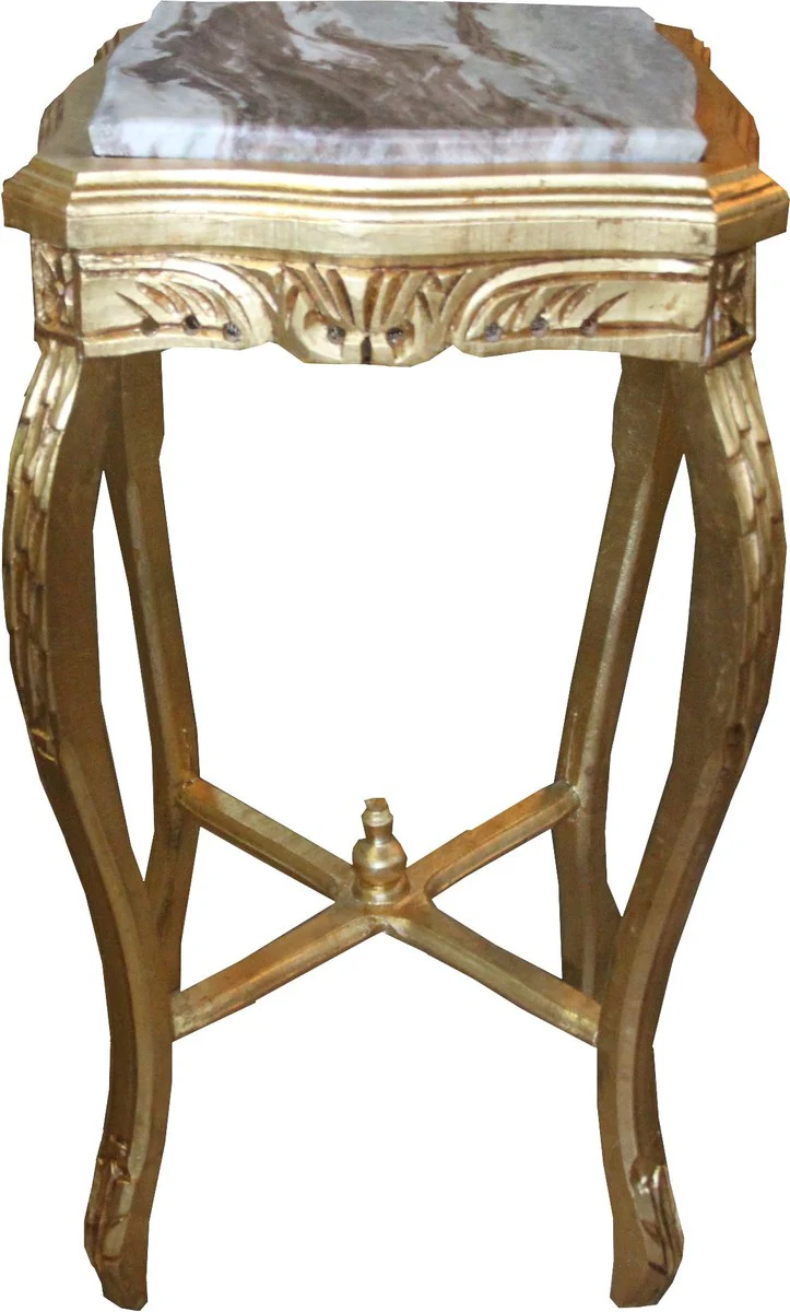 Casa Padrino Baroque Side Table Angular Gold con mármol Top 40 x 40 x H 72.5 cm Antique Style - Teléfono Flower Table