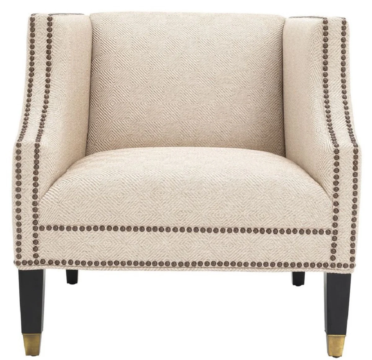 Casa Padrino sill¨®n de sal¨®n de lujo arena / negro / lat¨®n 75 x 80 x H. 75 cm - Muebles de Lujo