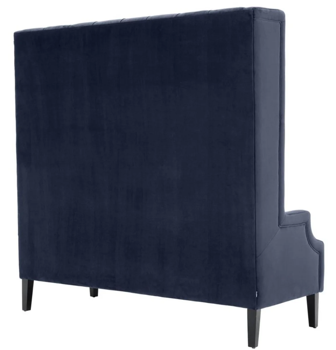 Casa Padrino sofá con respaldo alto de lujo azul medianoche / negro 160 x 68 x H. 160 cm - Sofá de Terciopelo Chesterfield de Lujo