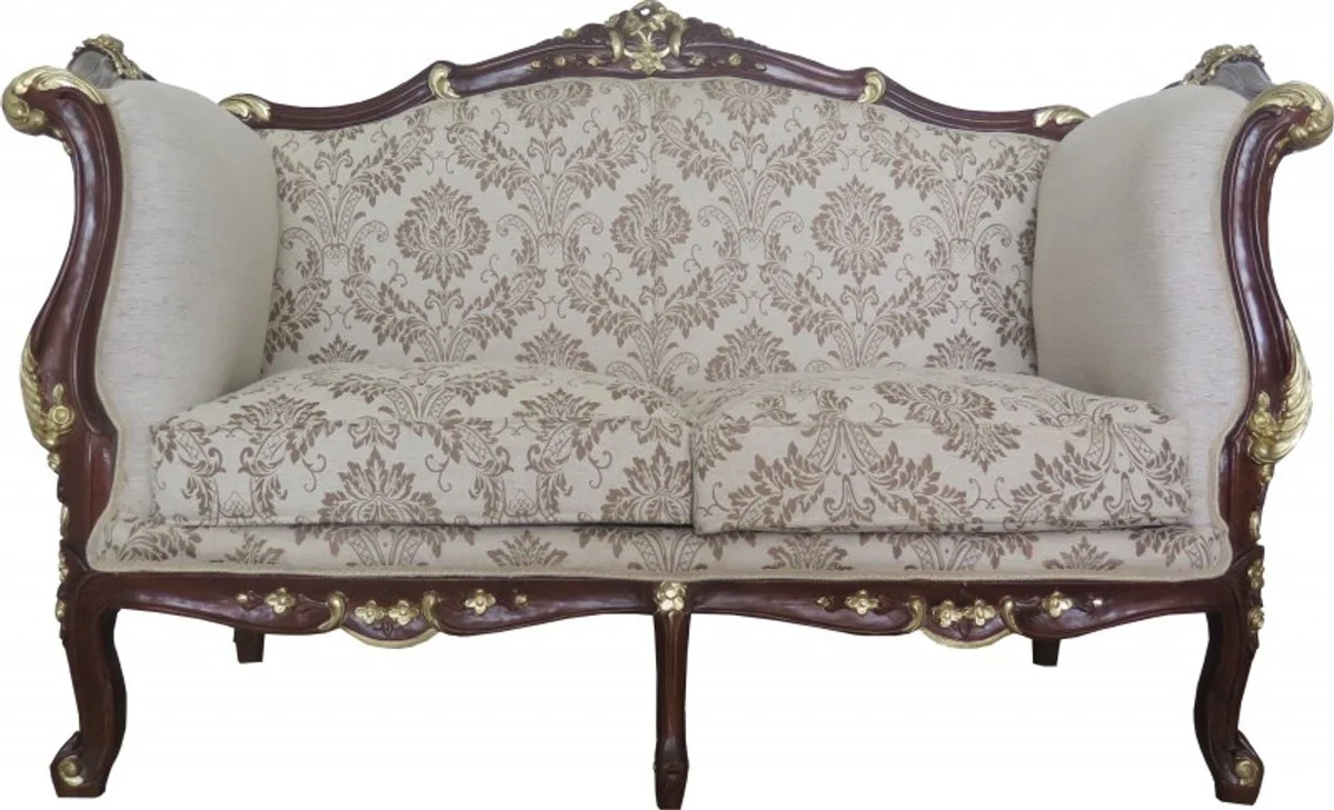 Casa Padrino Baroque 2-seater sofa cream / brown / gold Mod 2 - Furniture antique style - Limited Edition