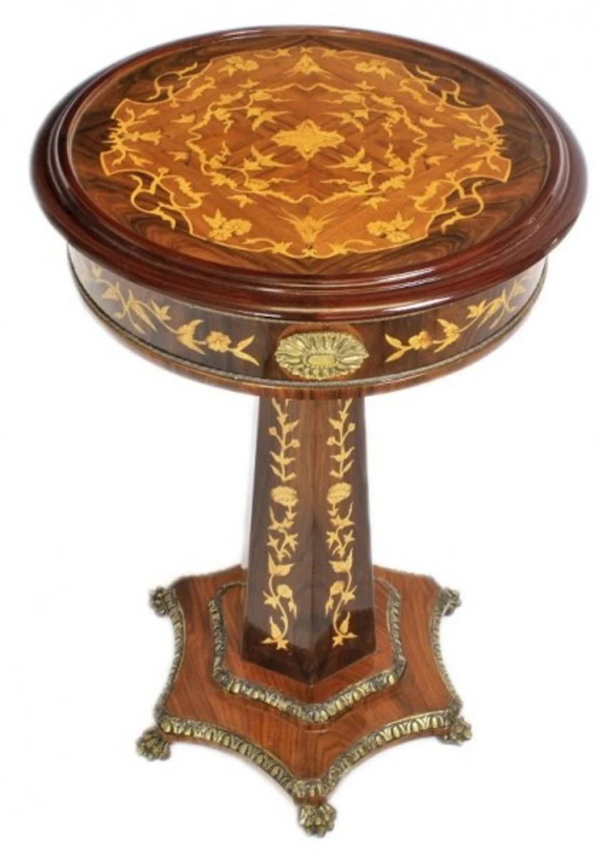 Casa Padrino Baroque Side Table Mahogany inlaid H110 x 55cm - Louis XVI antique style table - furniture