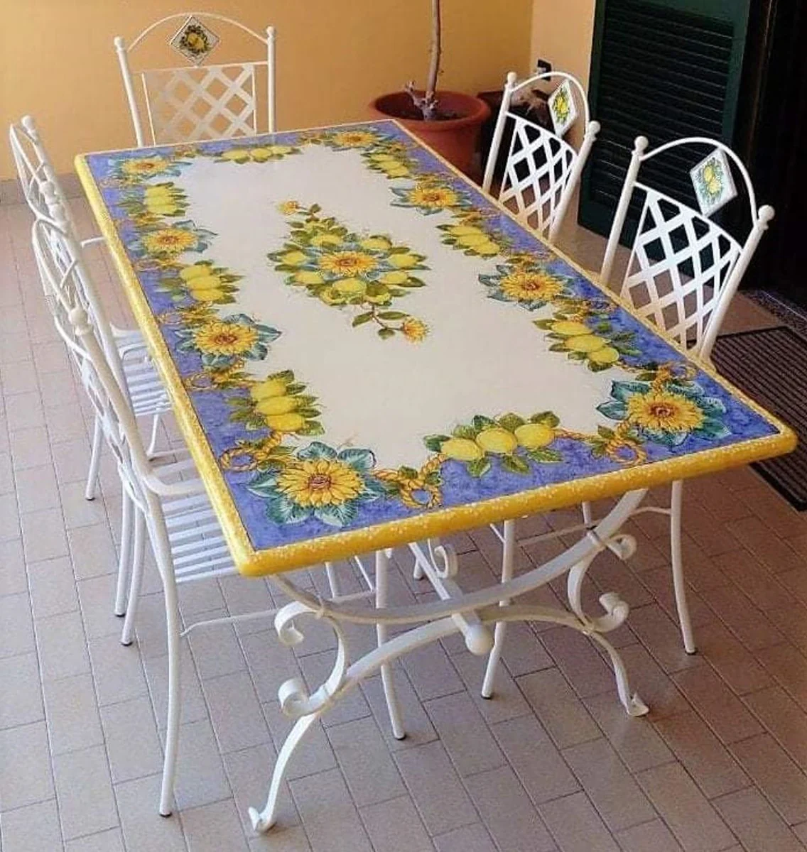 Casa Padrino conjunto de muebles de jard¨ªn de hierro forjado y piedra de lava Art Nouveau de lujo blanco - Hecho en Italia