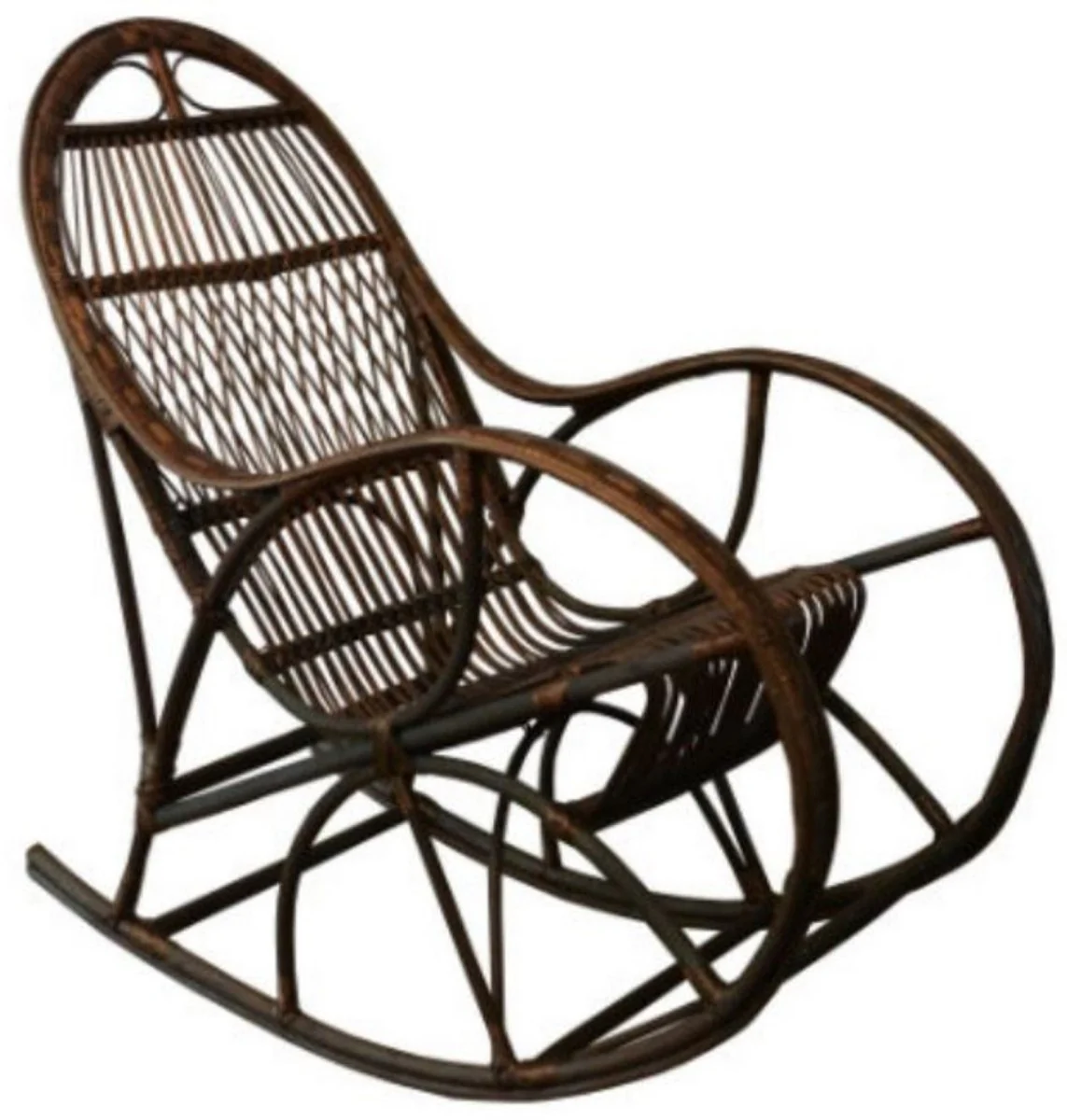 Casa Padrino mecedora de lujo marr¨®n oscuro 53 x 120 x A. 115 cm - Mecedora de rat¨¢n hecha a mano con reposabrazos - Muebles de sal¨®n - Muebles de jard¨ªn - Muebles de rat¨¢n - Muebles de lujo