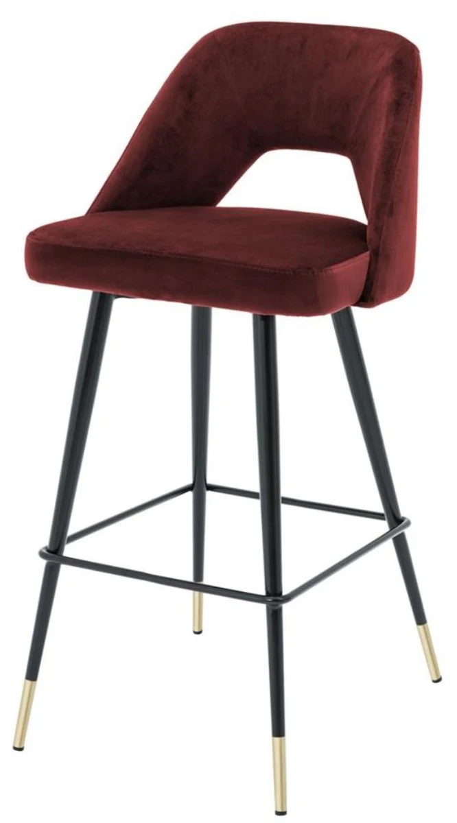 Casa Padrino luxury bar stool bordeaux red / black 50 x 50 x H. 100 cm - Luxury Bar Stools with Backrest