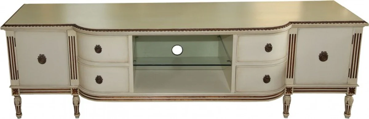 Casa Padrino baroque TV cabinet with 4 drawers and 2 doors antique cream / gold 190 cm - TV cabinet - sideboard - unique!