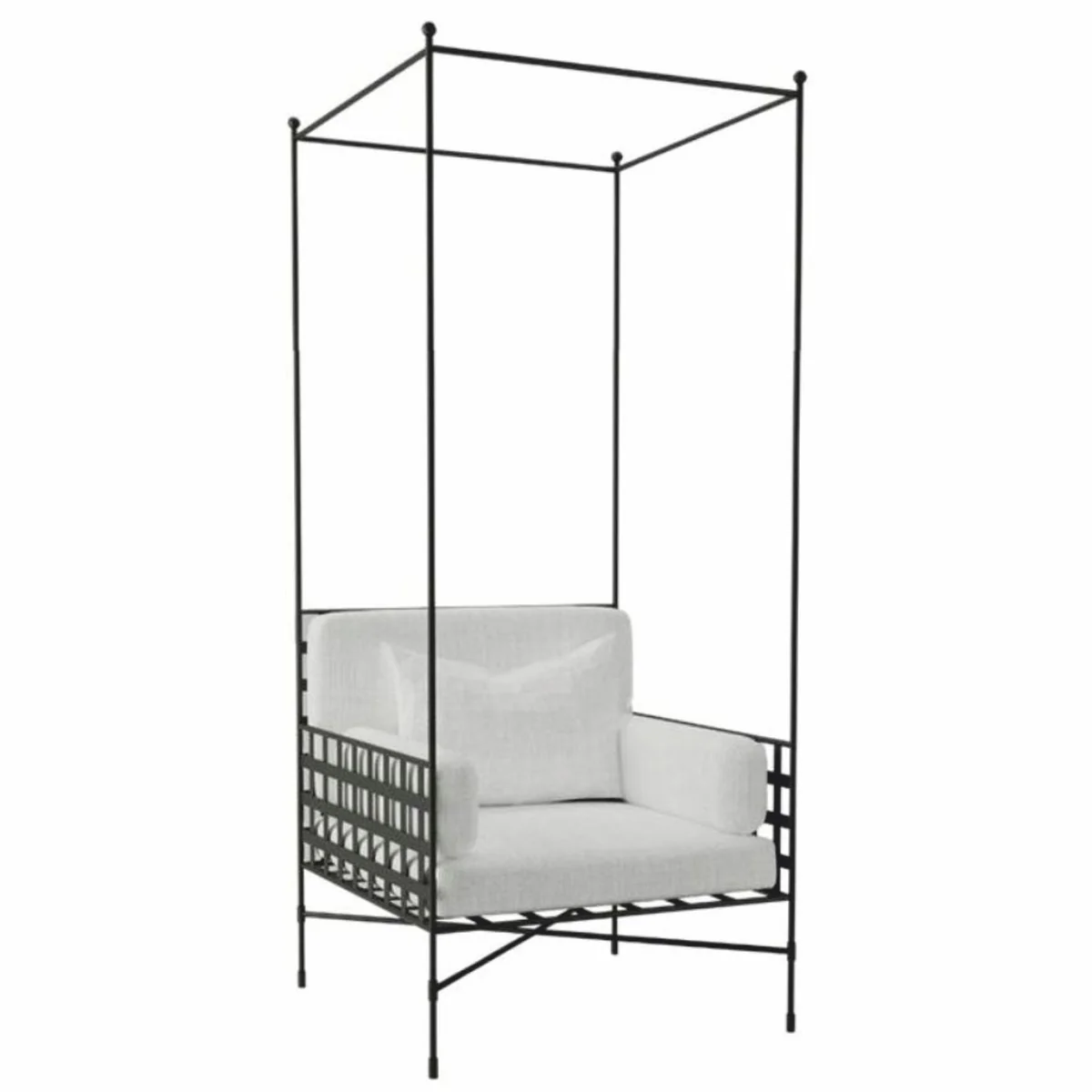 Casa Padrino sill¨®n de lujo de hierro forjado negro / gris A. 200 cm - Sill¨®n para hotel y jard¨ªn