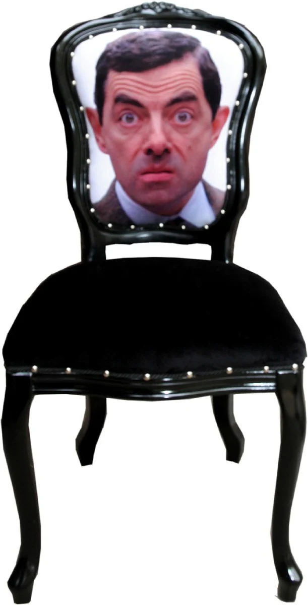 Casa Padrino Conjunto de Sillas de Comedor Barroco de Lujo Caricatura Multicolor / Negro 55 x 54 x H. 103 cm - 4 Sillas de Comedor Hechas a Mano - Sillas de Dise?o - Muebles de Comedor Barrocos