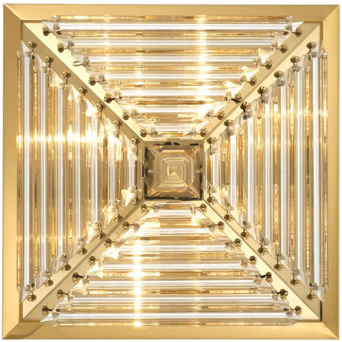 Casa Padrino lámpara de techo de lujo con cristal oro 49 x 49 x H. 21 cm - Calidad de Lujo