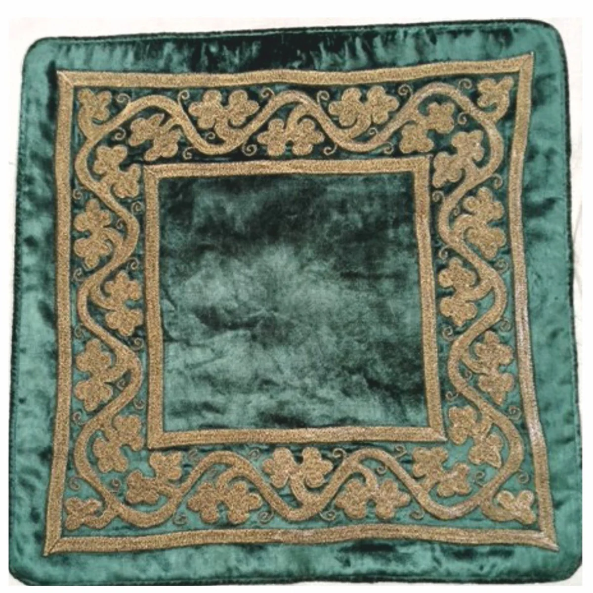 Casa Padrino cojín decorativo barroco de lujo de terciopelo de seda verde / marrón 45 x 45 cm