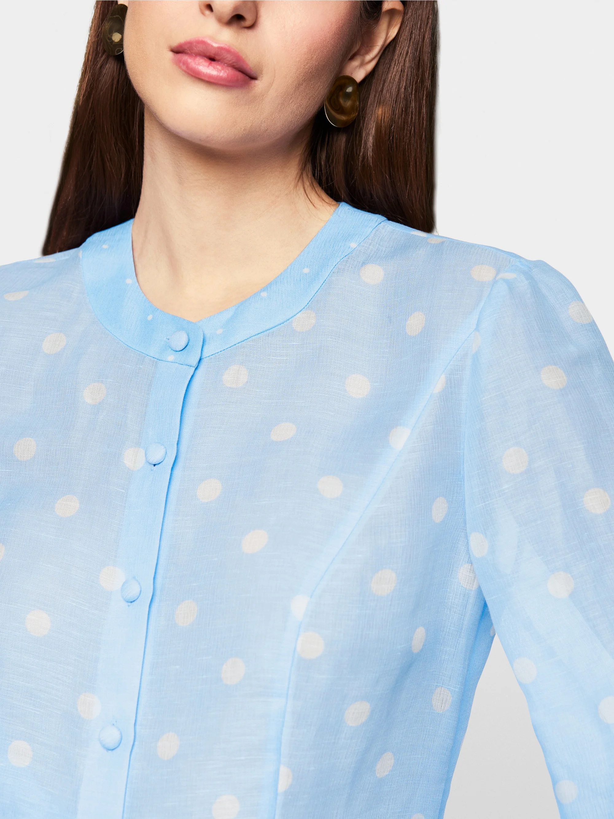 Marc-Cain Silk and linen polka dot blouse